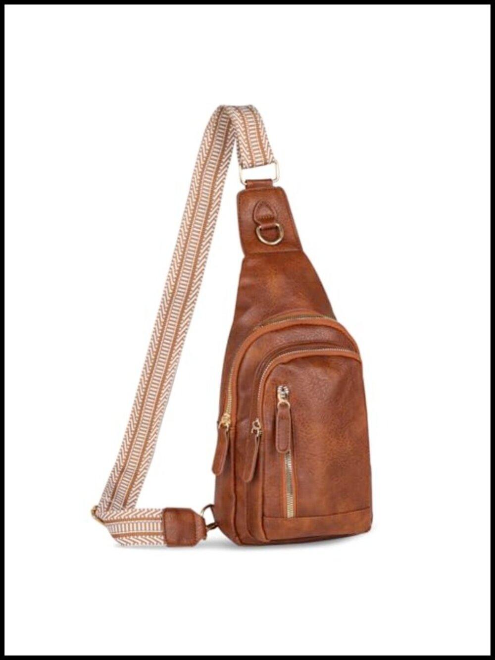 PU Leather Sling Bag Crossbody Adjustable Strap Travel Chest Bag